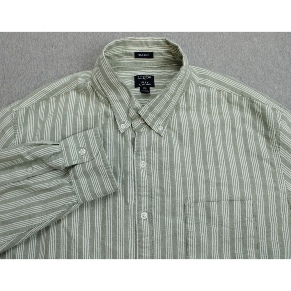 J Crew Shirt Mens XL Striped 100% Cotton Classic Fit Flex Oxford Button Down